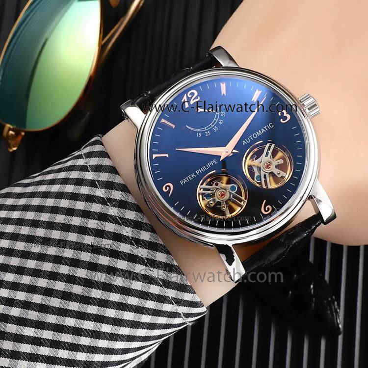 New Copy Patek Philippe Double Tourbillon Black Dial Watch